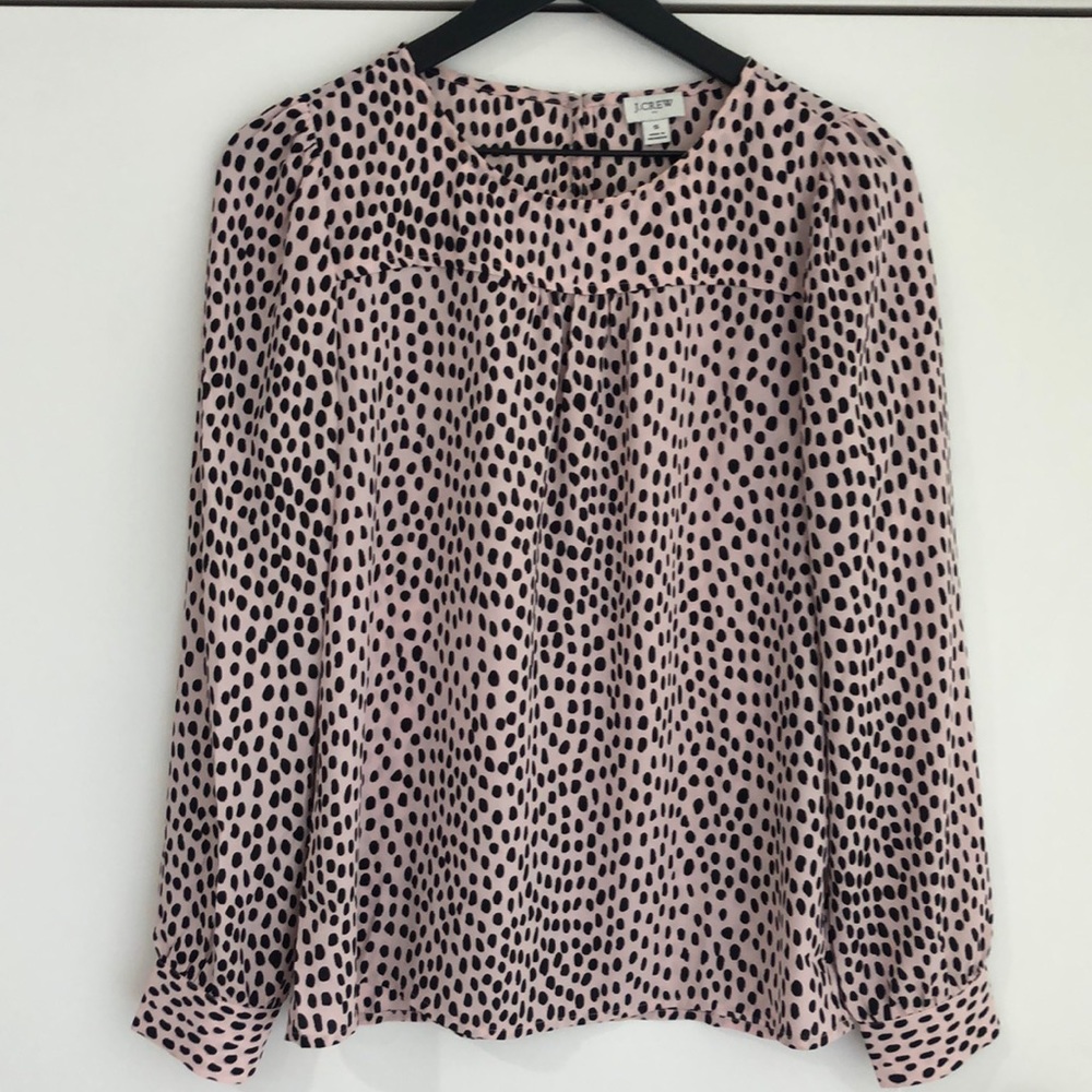 Long sleeve leopard top with piping